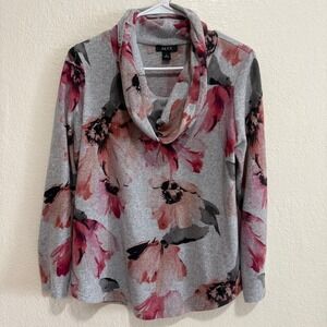 ALYX Womens Gray Floral Cowl Neck Long Sleeve Pullover Top Size M